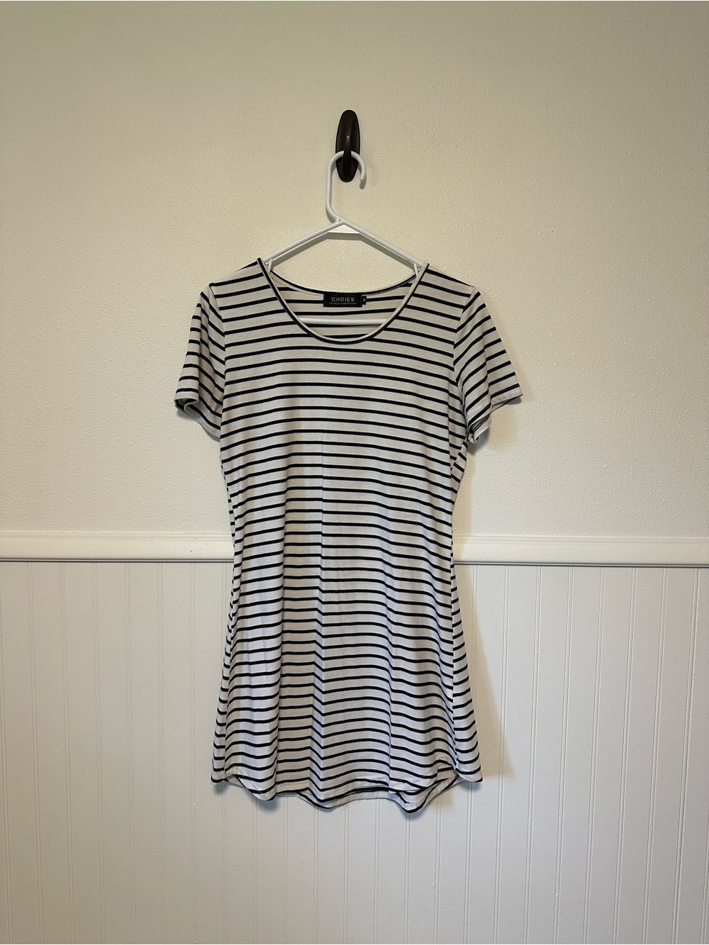 Choies Black and White Striped Short Sleeve T-Shirt Dress Size Medium